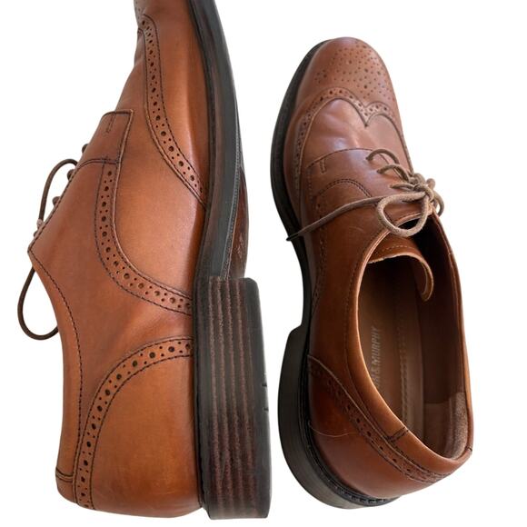 Johnston & Murphy Men’s Brown Leather Wing Tip Dress Shoes - Picture 4 of 5